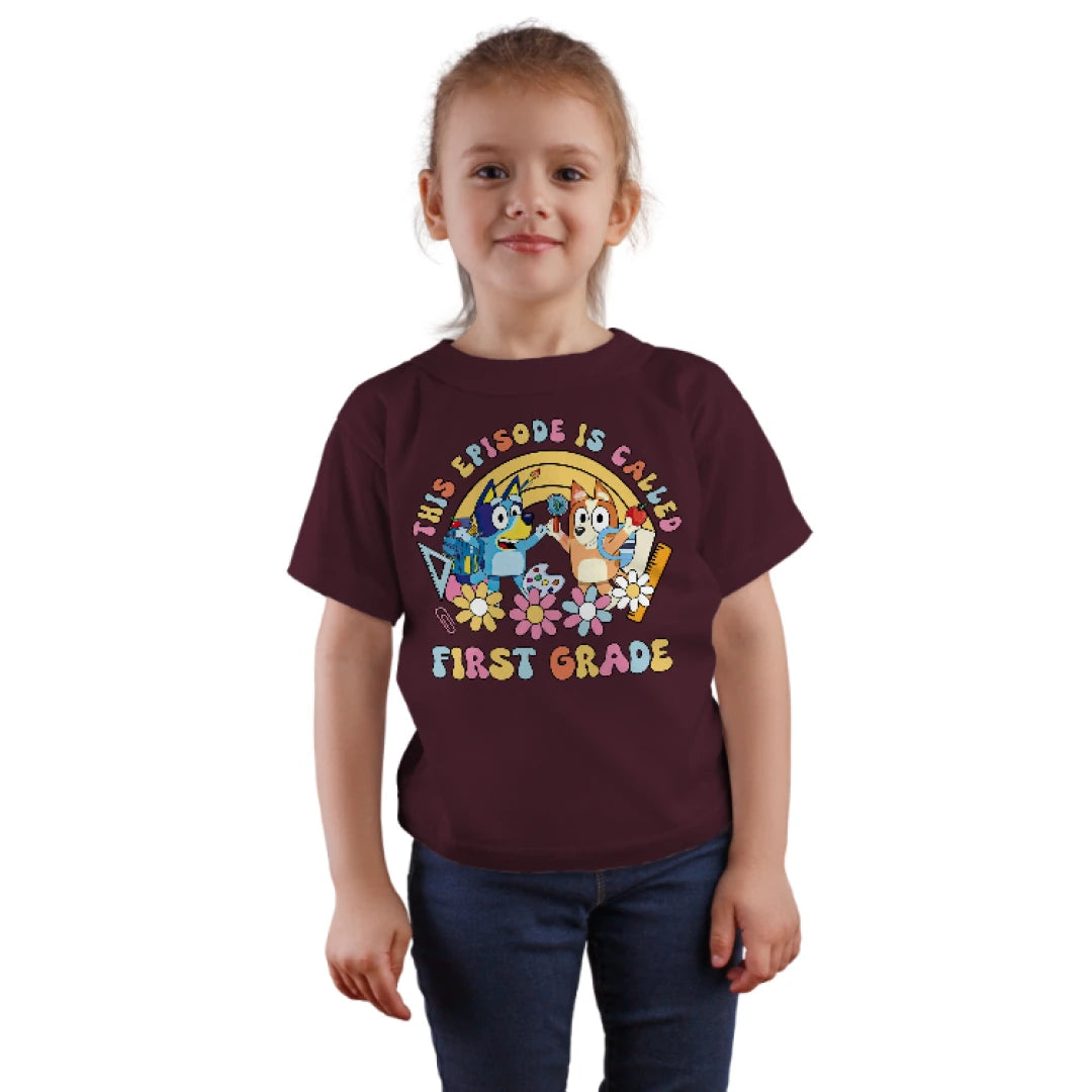 🐾✨ This Episode is Called: First Grade! – Bluey & Bingo School Adventure Tee 🎒📚