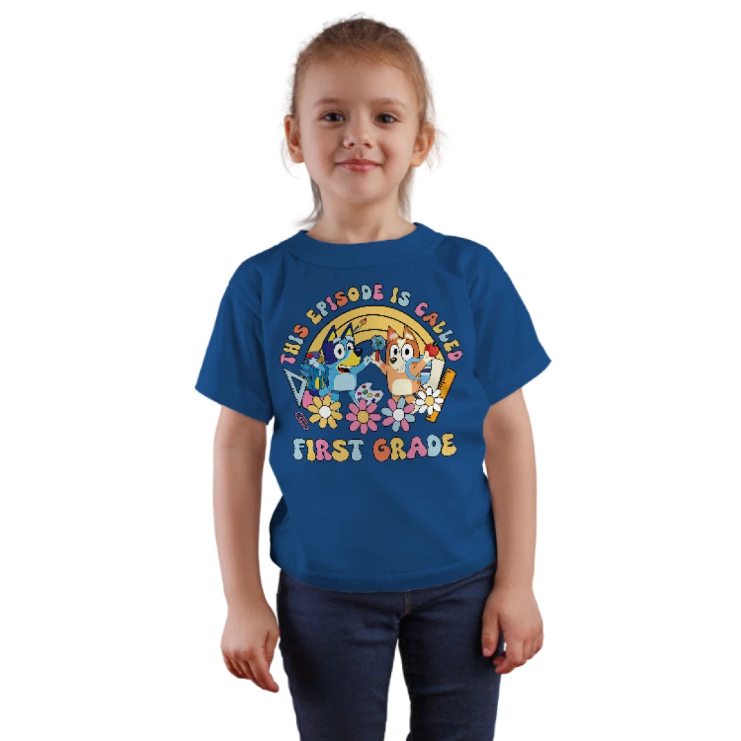 🐾✨ This Episode is Called: First Grade! – Bluey & Bingo School Adventure Tee 🎒📚
