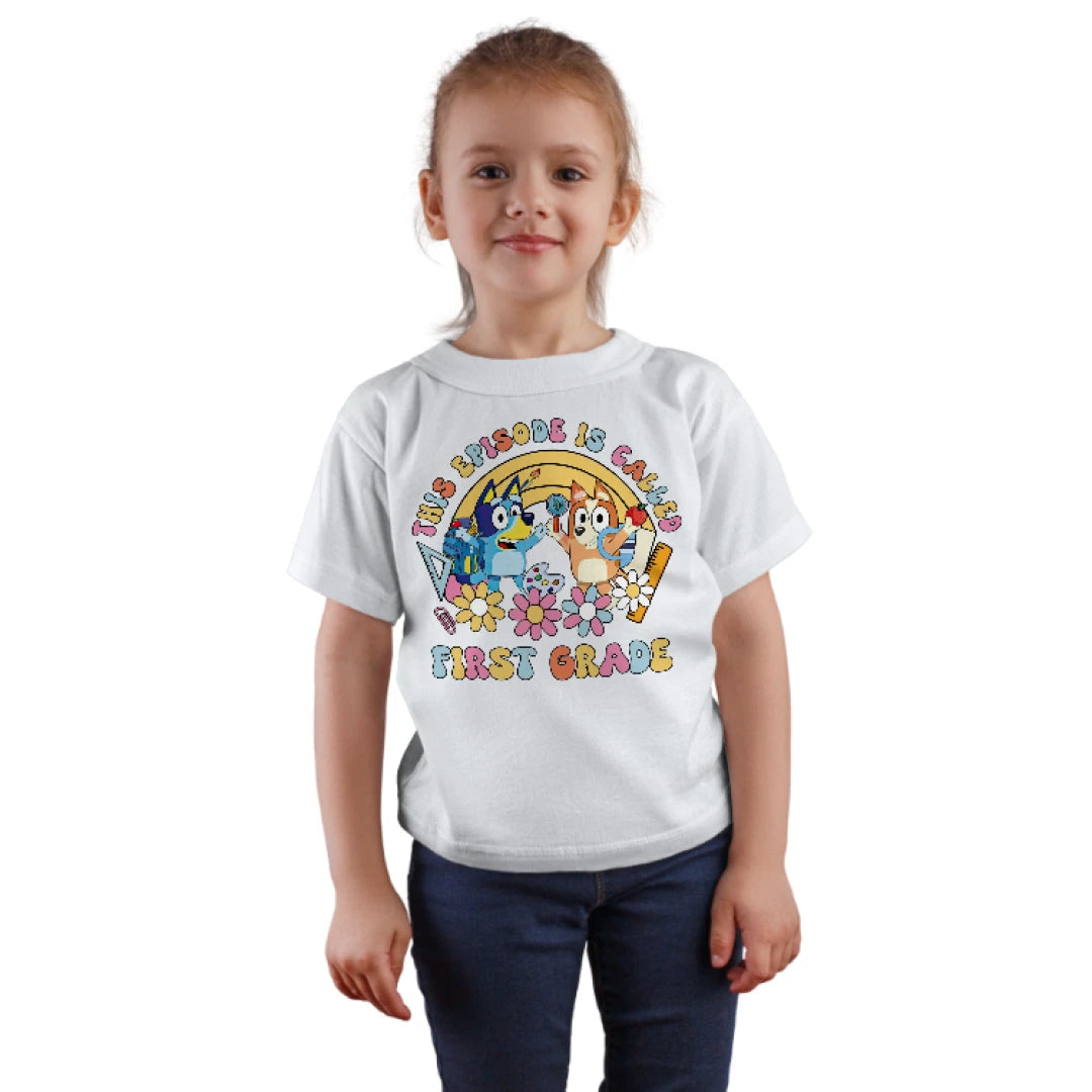 🐾✨ This Episode is Called: First Grade! – Bluey & Bingo School Adventure Tee 🎒📚