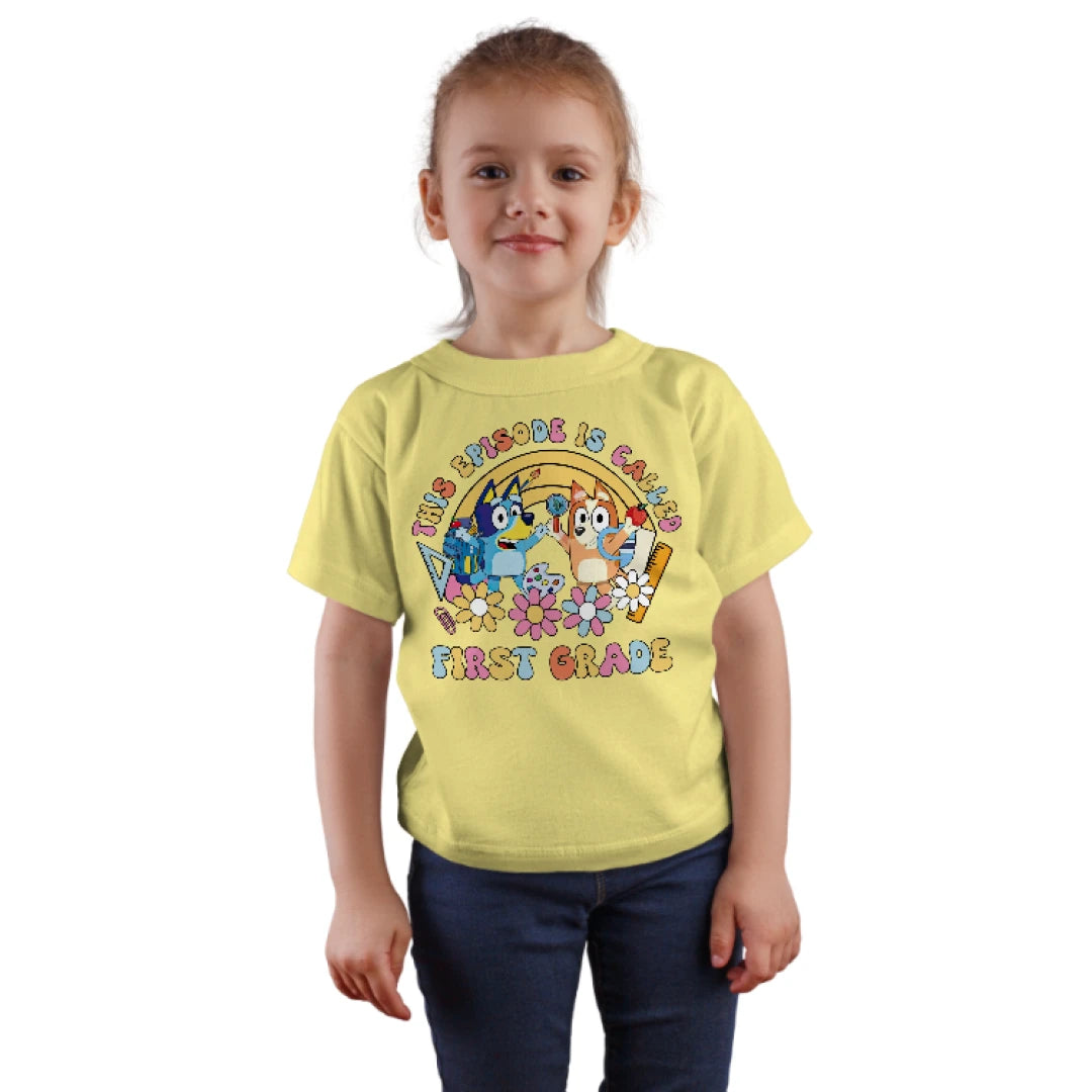 🐾✨ This Episode is Called: First Grade! – Bluey & Bingo School Adventure Tee 🎒📚