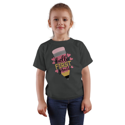 ✏️💕 Hello First Grade! – Big Pencil Heart Tee for Little Learners 📚✨