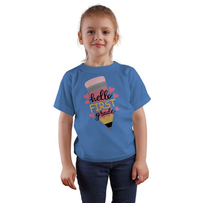 ✏️💕 Hello First Grade! – Big Pencil Heart Tee for Little Learners 📚✨