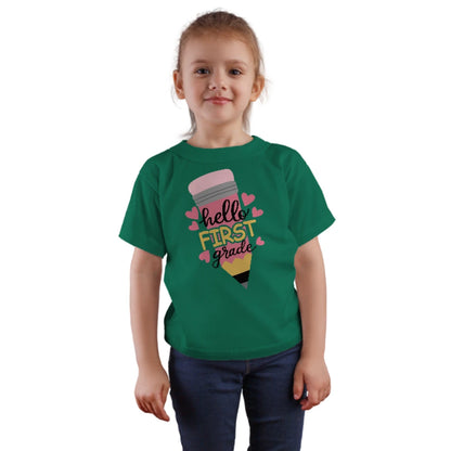 ✏️💕 Hello First Grade! – Big Pencil Heart Tee for Little Learners 📚✨
