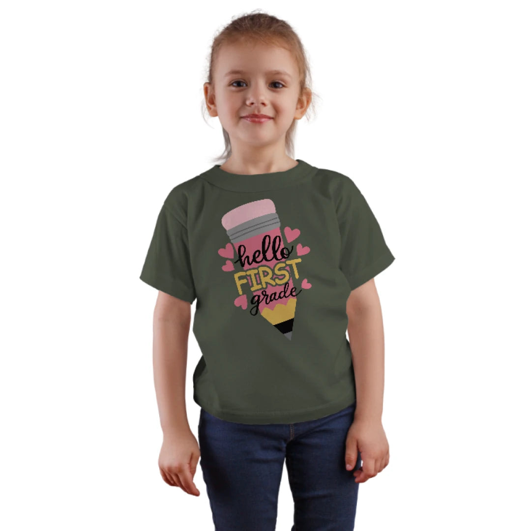 ✏️💕 Hello First Grade! – Big Pencil Heart Tee for Little Learners 📚✨