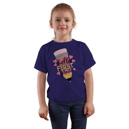 ✏️💕 Hello First Grade! – Big Pencil Heart Tee for Little Learners 📚✨