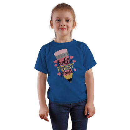 ✏️💕 Hello First Grade! – Big Pencil Heart Tee for Little Learners 📚✨