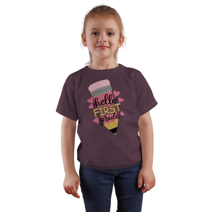 ✏️💕 Hello First Grade! – Big Pencil Heart Tee for Little Learners 📚✨