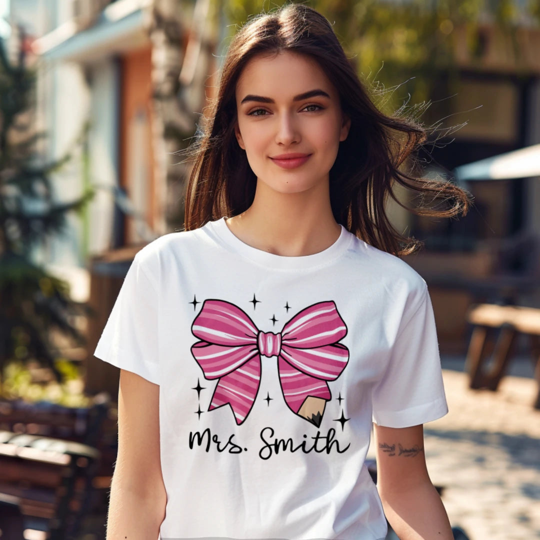 🎀✏️ Custom Teacher Bow Tee Edition 💖