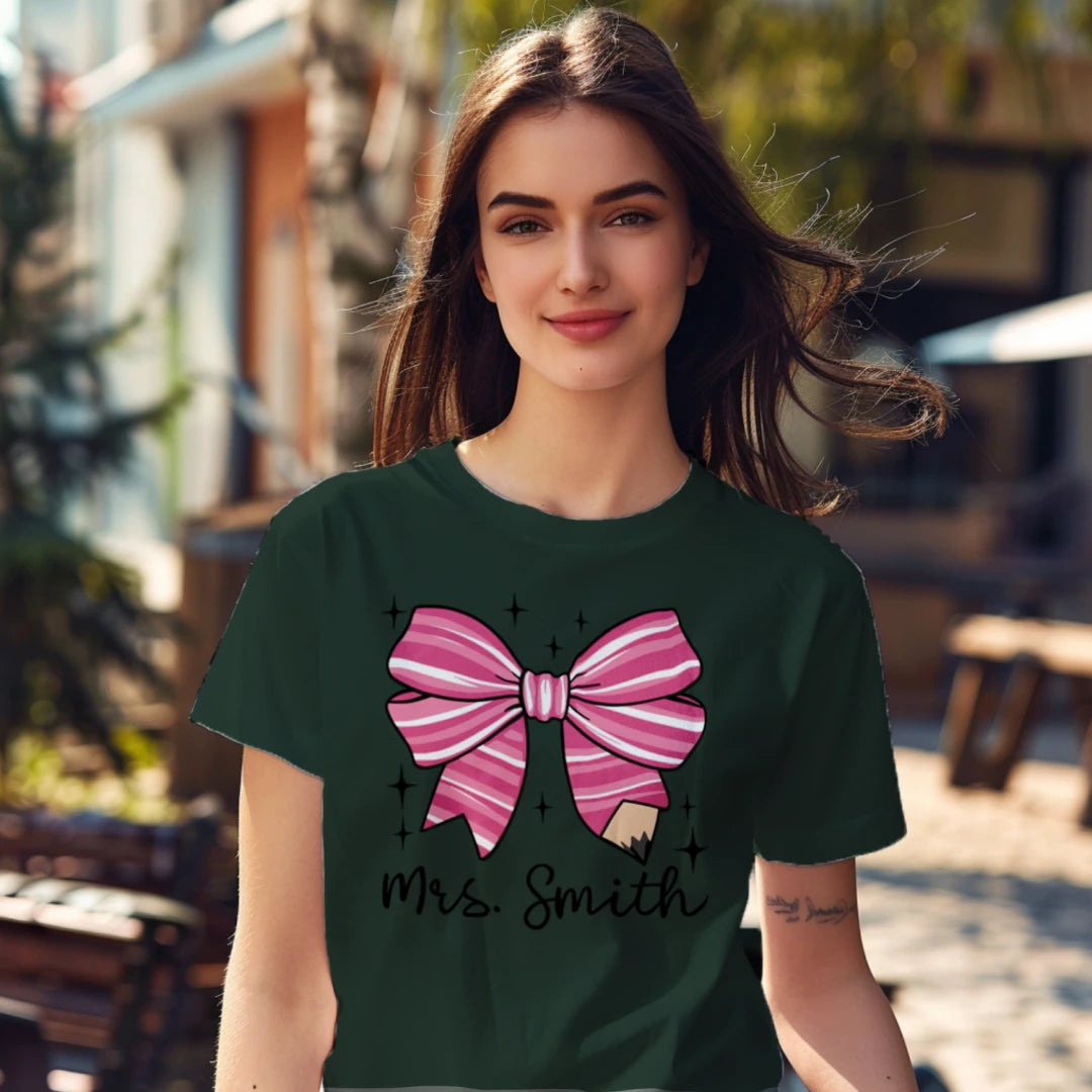 🎀✏️ Custom Teacher Bow Tee Edition 💖