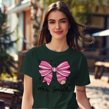 🎀✏️ Custom Teacher Bow Tee Edition 💖