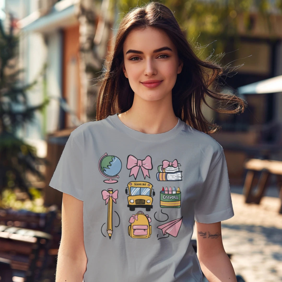 🎀 Back to School Grid Tee 📚✨