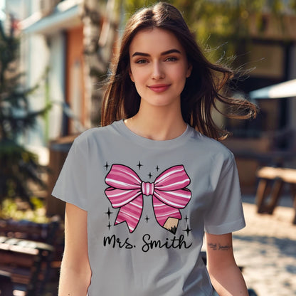 🎀✏️ Custom Teacher Bow Tee Edition 💖