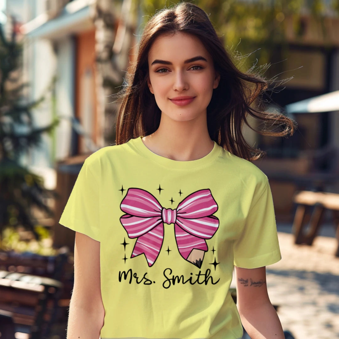 🎀✏️ Custom Teacher Bow Tee Edition 💖