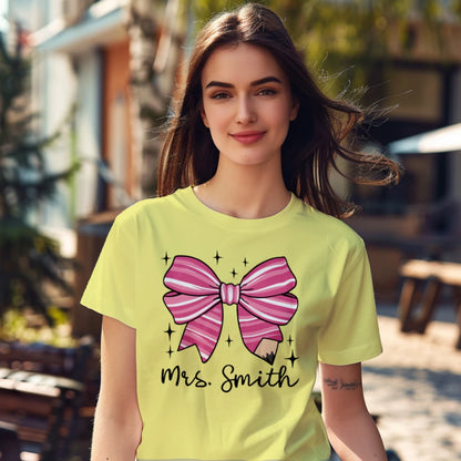🎀✏️ Custom Teacher Bow Tee Edition 💖