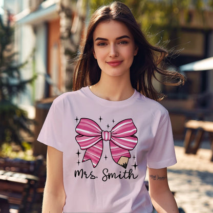 🎀✏️ Custom Teacher Bow Tee Edition 💖