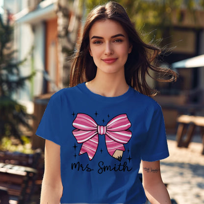 🎀✏️ Custom Teacher Bow Tee Edition 💖