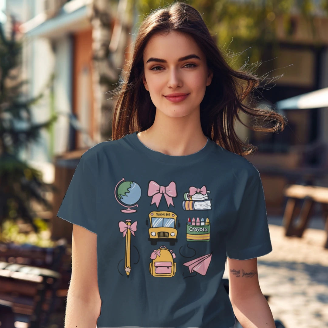 🎀 Back to School Grid Tee 📚✨