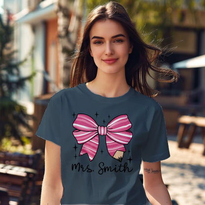 🎀✏️ Custom Teacher Bow Tee Edition 💖