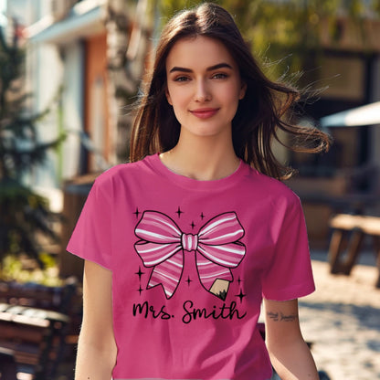 🎀✏️ Custom Teacher Bow Tee Edition 💖