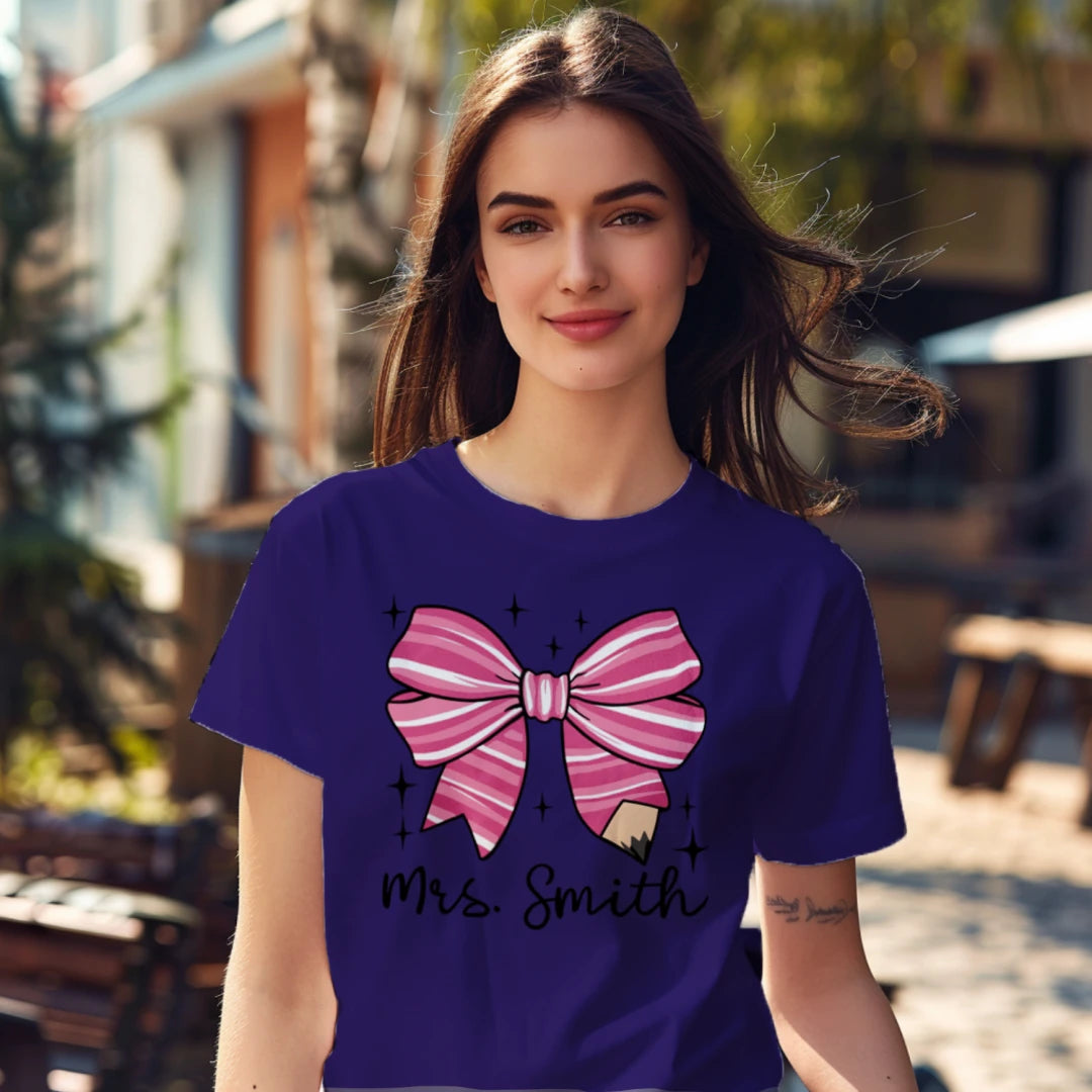 🎀✏️ Custom Teacher Bow Tee Edition 💖