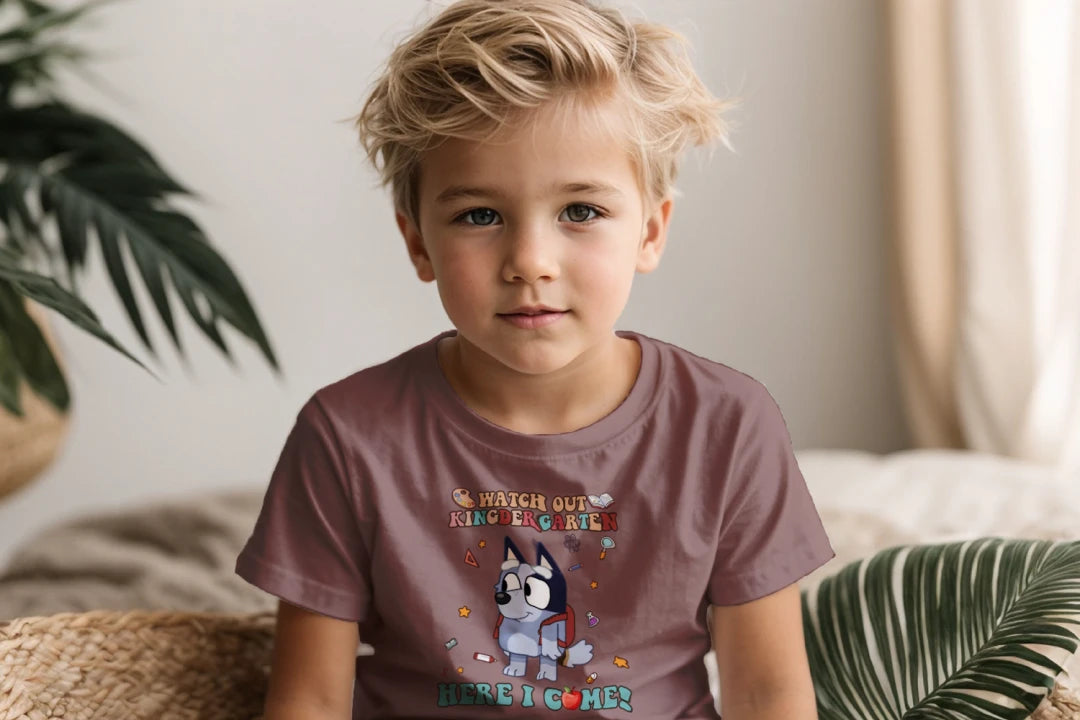 🧦🎓 "Watch Out, Kindergarten!" – Bluey-Inspired First Day Tee 🍎✨
