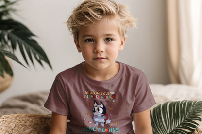 🧦🎓 "Watch Out, Kindergarten!" – Bluey-Inspired First Day Tee 🍎✨