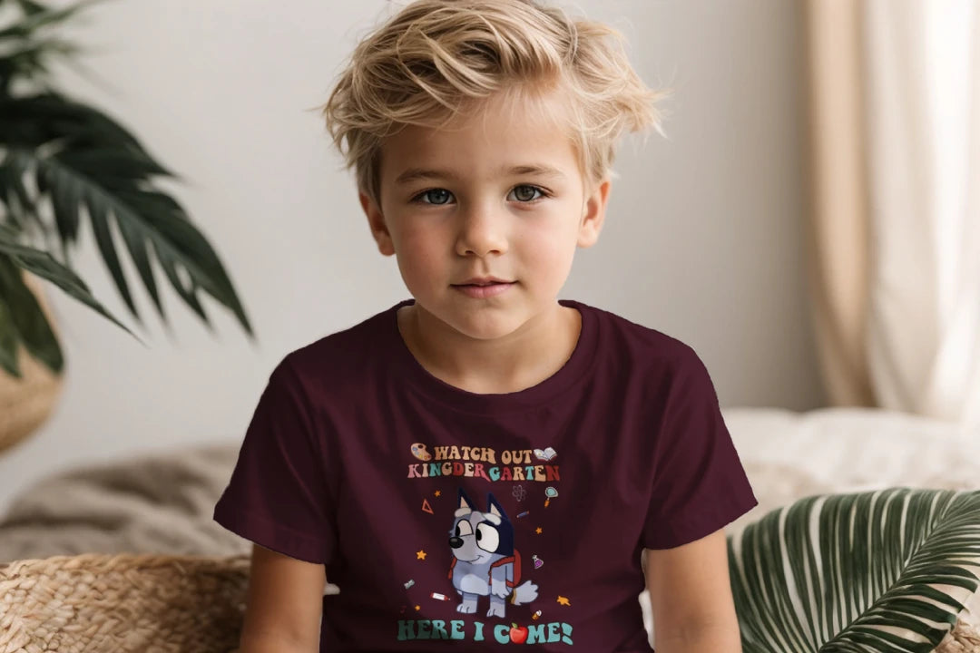 🧦🎓 "Watch Out, Kindergarten!" – Bluey-Inspired First Day Tee 🍎✨