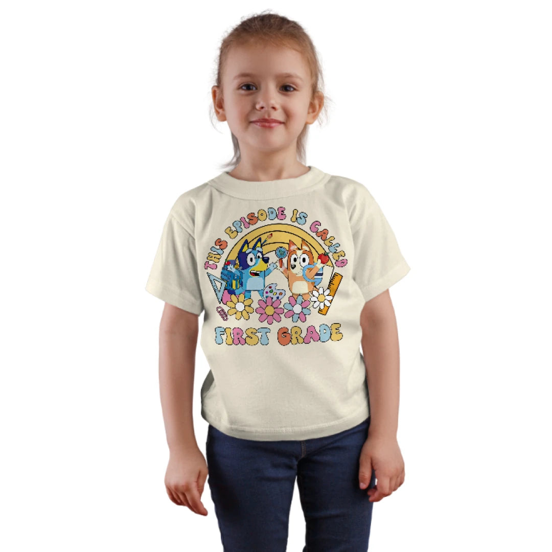 🐾✨ This Episode is Called: First Grade! – Bluey & Bingo School Adventure Tee 🎒📚