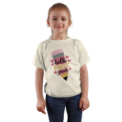 ✏️💕 Hello First Grade! – Big Pencil Heart Tee for Little Learners 📚✨