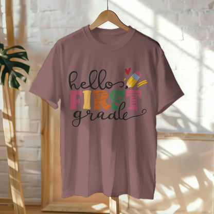 🎨📚 Hello First Grade! – Whimsical & Bright Tee for Big School Energy 💫💕