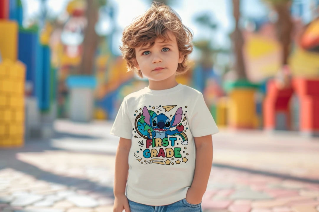 🌍✨ First Grade World Explorer – Stitch Edition 🌈💙