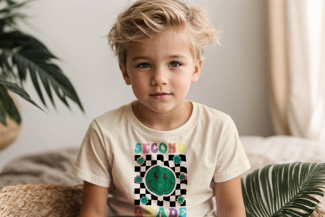 ⚡ Second Grade – Smiley Power Retro Vibes 😎🟢