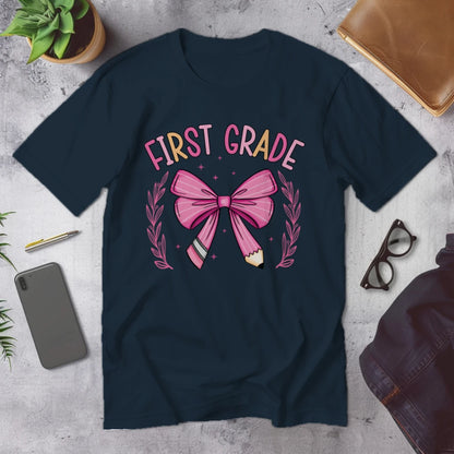 🎀 First Grade Fancy – Pink Bow Tie Edition 💖
