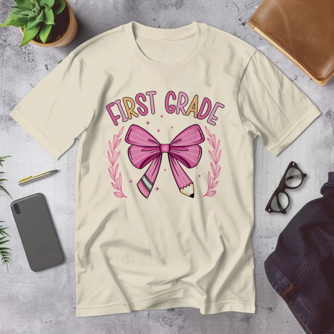 🎀 First Grade Fancy – Pink Bow Tie Edition 💖