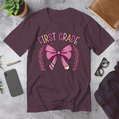 🎀 First Grade Fancy – Pink Bow Tie Edition 💖