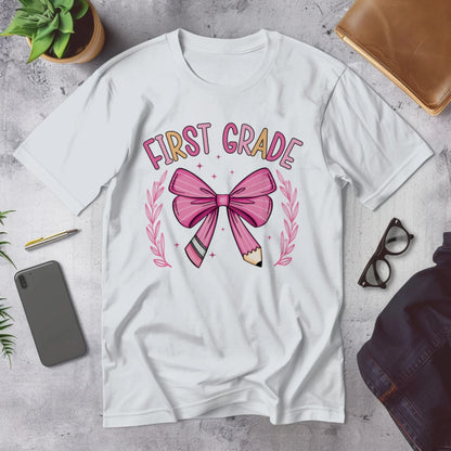 🎀 First Grade Fancy – Pink Bow Tie Edition 💖