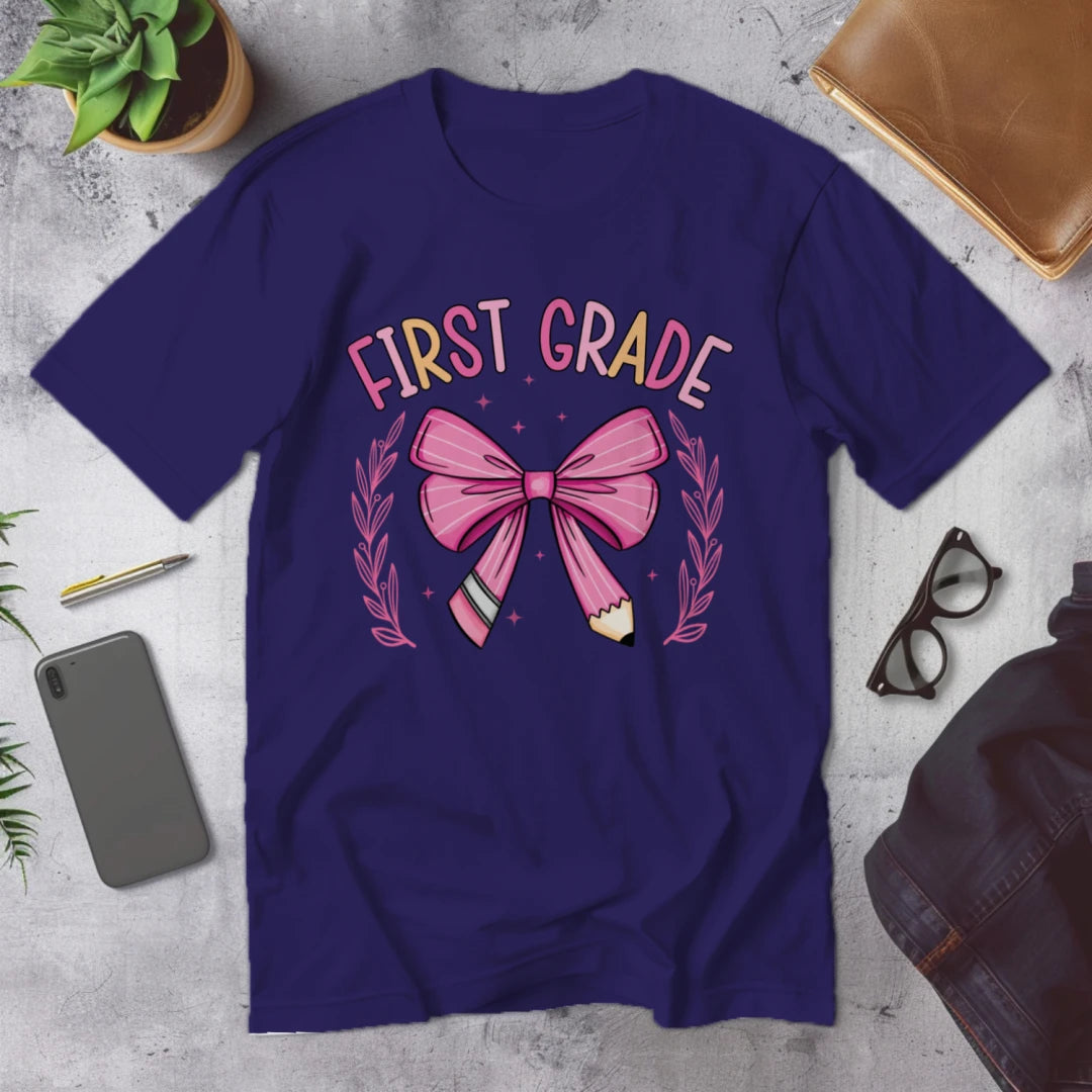 🎀 First Grade Fancy – Pink Bow Tie Edition 💖