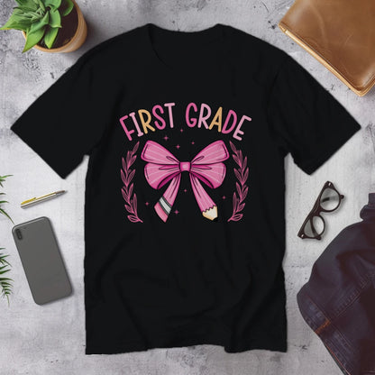 🎀 First Grade Fancy – Pink Bow Tie Edition 💖