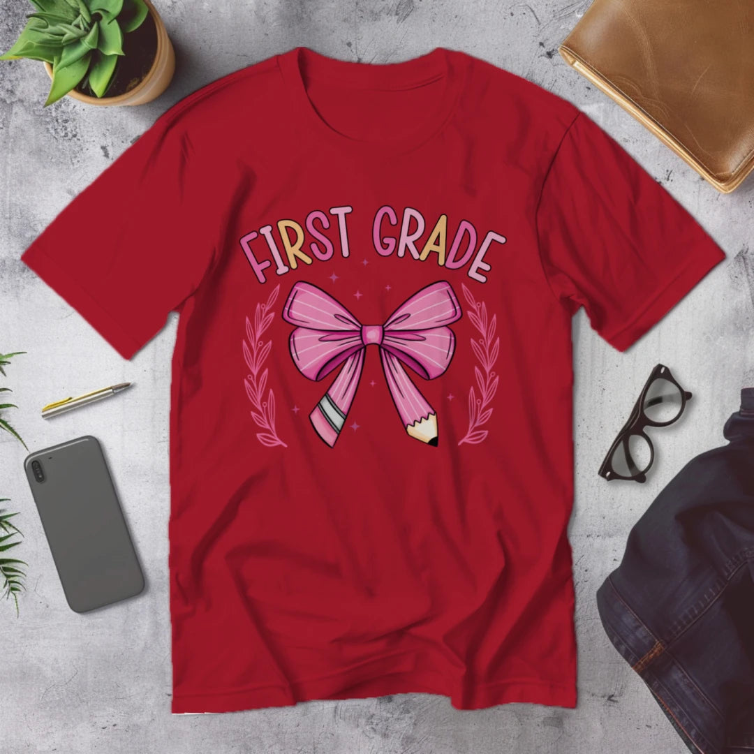 🎀 First Grade Fancy – Pink Bow Tie Edition 💖