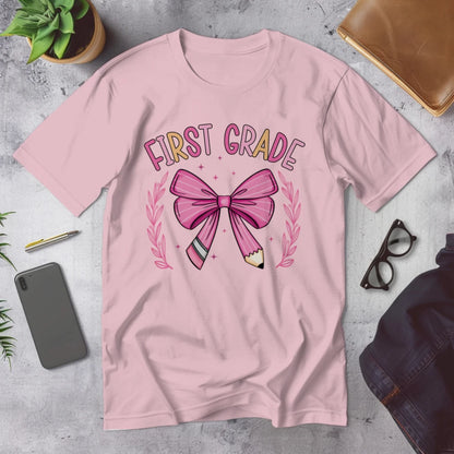 🎀 First Grade Fancy – Pink Bow Tie Edition 💖