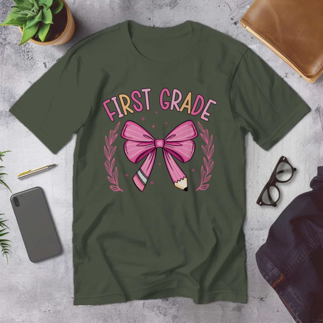 🎀 First Grade Fancy – Pink Bow Tie Edition 💖