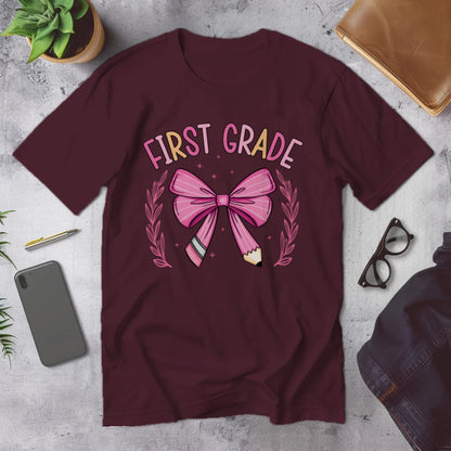 🎀 First Grade Fancy – Pink Bow Tie Edition 💖