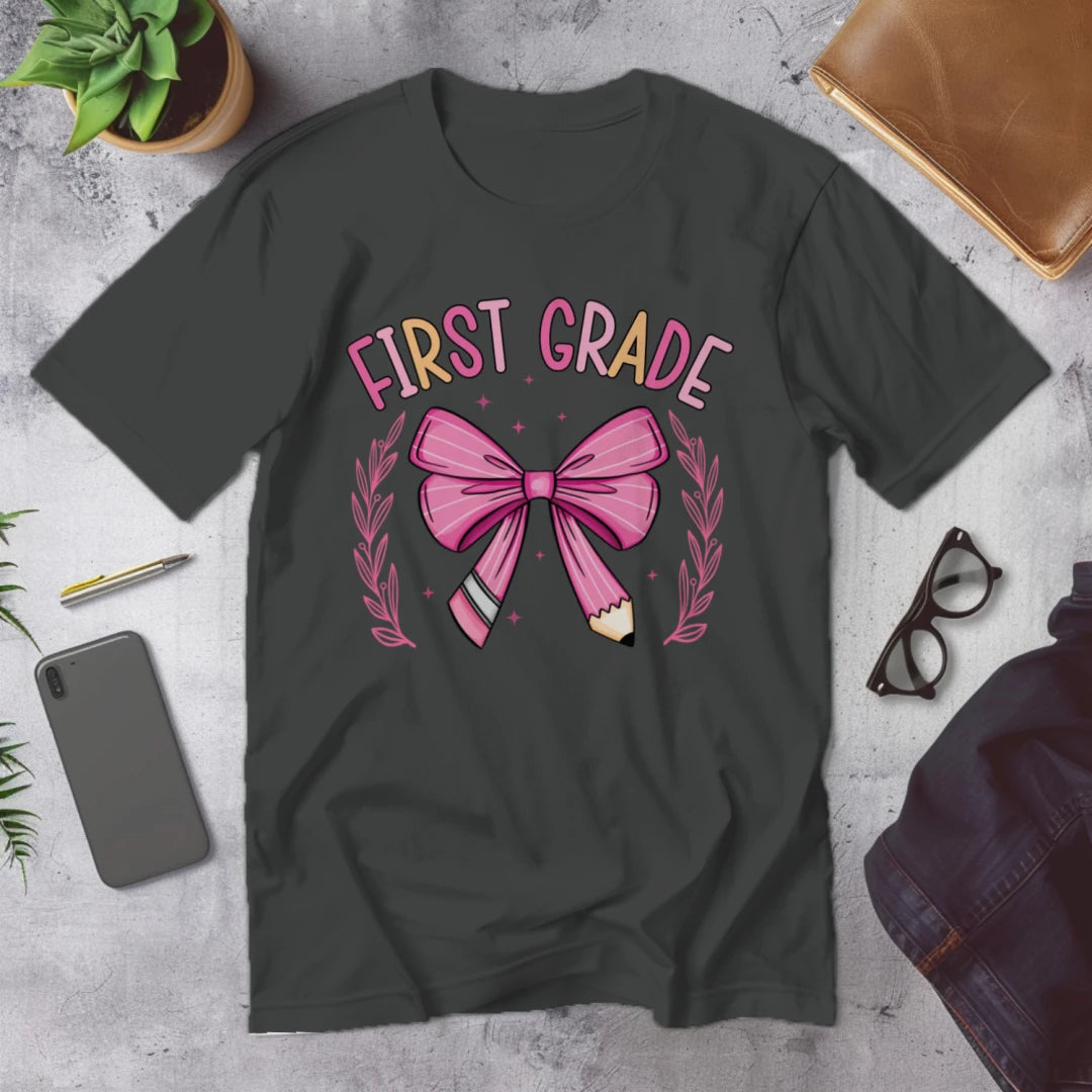 🎀 First Grade Fancy – Pink Bow Tie Edition 💖