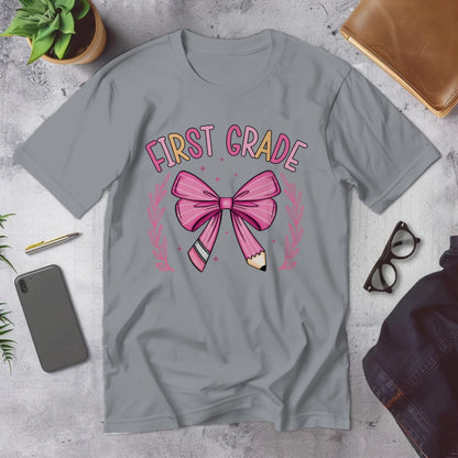 🎀 First Grade Fancy – Pink Bow Tie Edition 💖