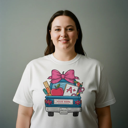 🚚🎀 Homeschool Hauler Tee – Customize Your Ride! 🍎✏️