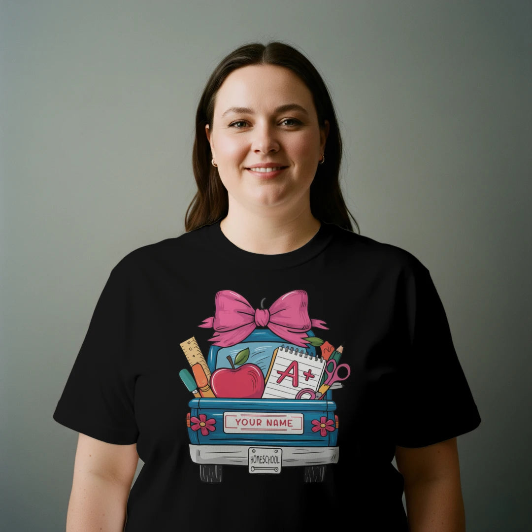🚚🎀 Homeschool Hauler Tee – Customize Your Ride! 🍎✏️