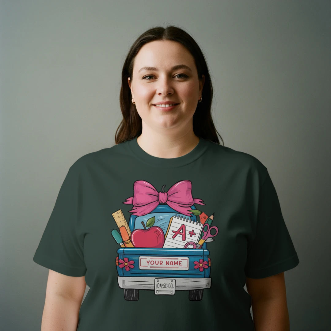 🚚🎀 Homeschool Hauler Tee – Customize Your Ride! 🍎✏️