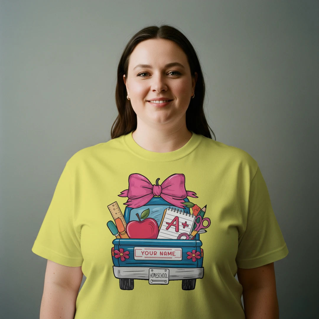 🚚🎀 Homeschool Hauler Tee – Customize Your Ride! 🍎✏️