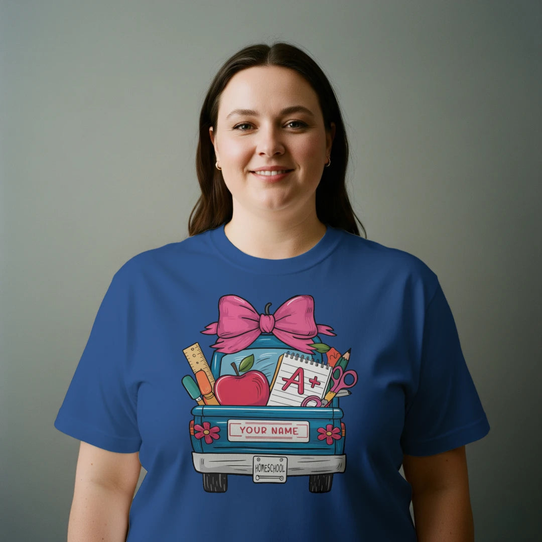 🚚🎀 Homeschool Hauler Tee – Customize Your Ride! 🍎✏️