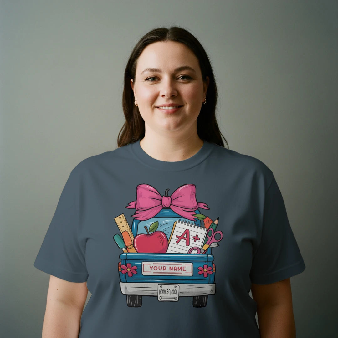 🚚🎀 Homeschool Hauler Tee – Customize Your Ride! 🍎✏️